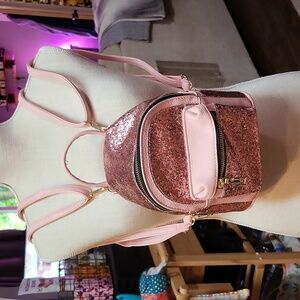 Rose gold glitter mini backpack